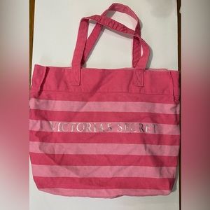 Victoria’s Secret pink stripe tote bag